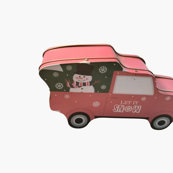 Truck Shaped Tin Container Let It Snow Winter Holiday Cookie Container Canister - Picture 6 of 10